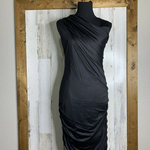 Christian Cota Dresses & Skirts - Christian Cota black gathered draped slim size 6